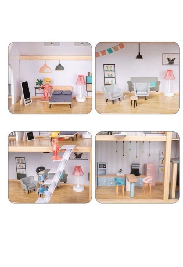 Casa de Muñecas de Madera de 39 Piezas - Imagen 3